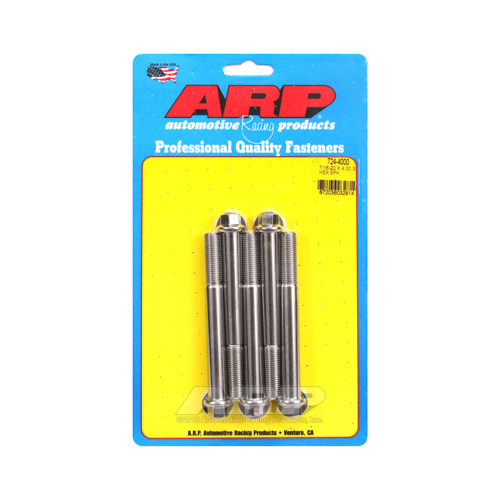 ARP Bolts, Hex Head, Stainless 300, Polished, 7/16 in.-20 RH Thread, 4.000 in. UHL, Set of 5