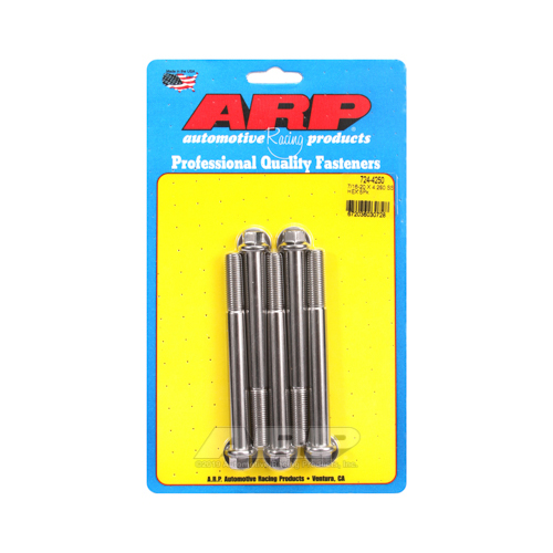 ARP Bolts, Hex Head, Stainless 300, Polished, 7/16 in.-20 RH Thread, 4.250 in. UHL, Set of 5