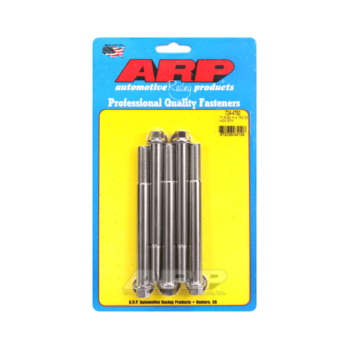 ARP Bolts, Hex Head, Stainless 300, Polished, 7/16 in.-20 RH Thread, 4.750 in. UHL, Set of 5