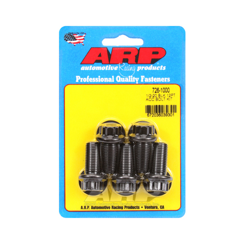 ARP Bolts, 8740 Chromoly, Black Oxide, 12-Point Head, 1/2-20 in. Thread, 1.00 in. UHL, Set of 5