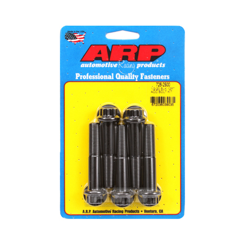 ARP Bolts, 12-Point Head, Chromoly Steel, Black Oxide, 1/2 in.-20 RH Thread, 2.500 in. UHL, Set of 5