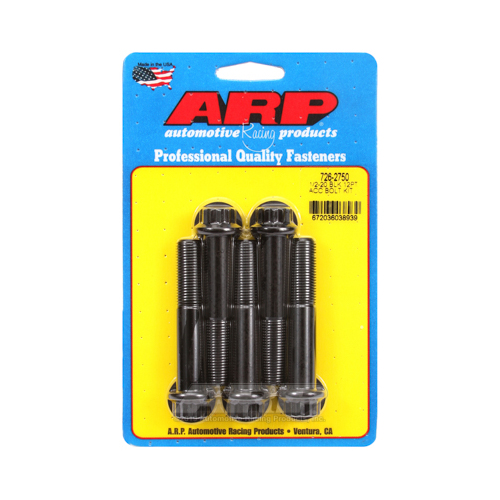 ARP Bolts, 8740 Chromoly, Black Oxide, 12-Point Head, 1/2-20 in. Thread, 2.75 in. UHL, Set of 5
