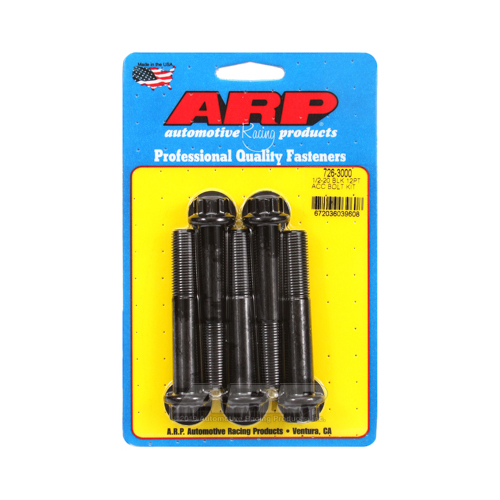 ARP Bolts, 8740 Chromoly, Black Oxide, 12-Point Head, 1/2-20 in. Thread, 3.00 in. UHL, Set of 5
