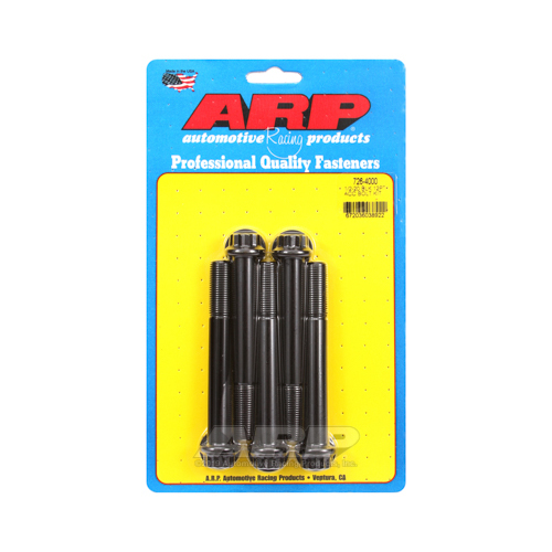 ARP Bolts, 8740 Chromoly, Black Oxide, 12-Point Head, 1/2-20 in. Thread, 4.00 in. UHL, Set of 5