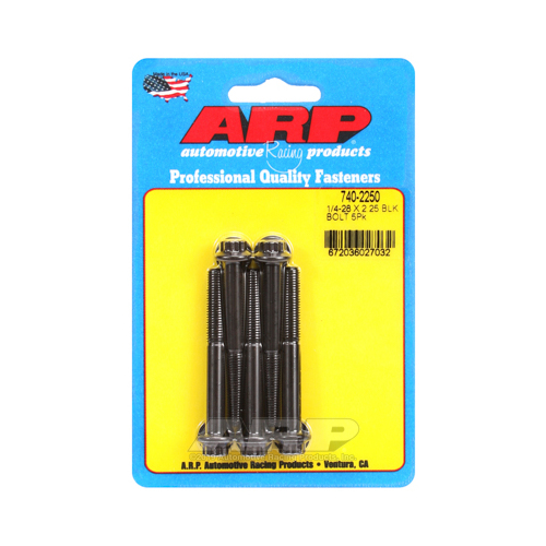 ARP Bolts, 12-Point Head, Chromoly Steel, Black Oxide, 1/4 in.-28 RH Thread, 2.250 in. UHL, Set of 5