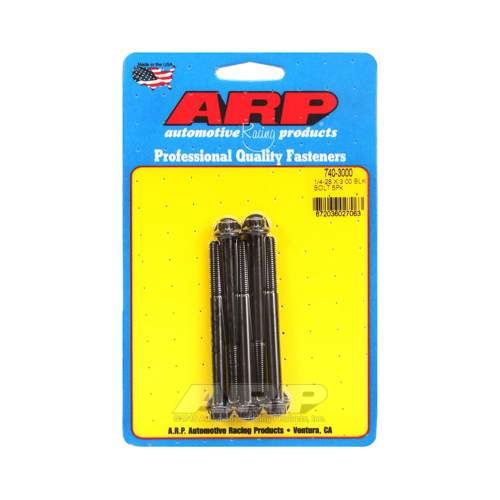 ARP Bolts, 12-Point Head, Chromoly Steel, Black Oxide, 1/4 in.-28 RH Thread, 3.000 in. UHL, Set of 5