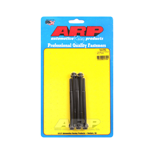 ARP Bolts, 12-Point Head, Chromoly Steel, Black Oxide, 1/4 in.-28 RH Thread, 3.750 in. UHL, Set of 5