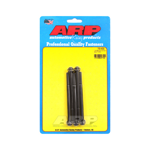 ARP Bolts, 12-Point Head, Chromoly Steel, Black Oxide, 1/4 in.-28 RH Thread, 4.000 in. UHL, Set of 5