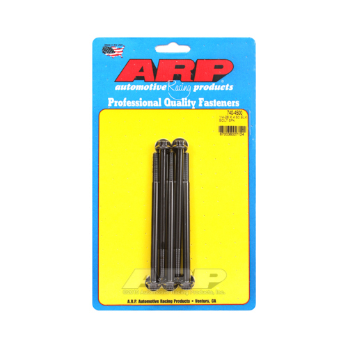 ARP Bolts, 12-Point Head, Chromoly Steel, Black Oxide, 1/4 in.-28 RH Thread, 4.500 in. UHL, Set of 5