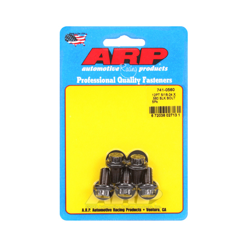 ARP Bolts, 12-Point Head, Chromoly Steel, Black Oxide, 5/16 in.-24 RH Thread, 0.560 in. UHL, Set of 5