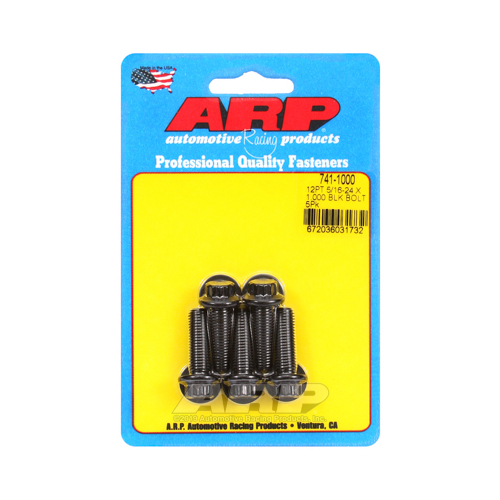 ARP Bolts, 12-Point Head, Chromoly Steel, Black Oxide, 5/16 in.-24 RH Thread, 1.000 in. UHL, Set of 5