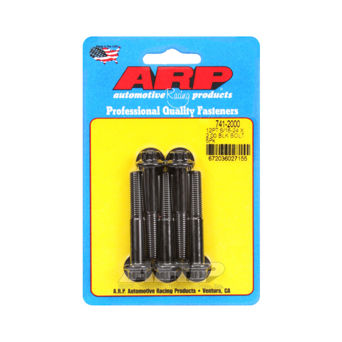 ARP Bolts, 12-Point Head, Chromoly Steel, Black Oxide, 5/16 in.-24 RH Thread, 2.000 in. UHL, Set of 5