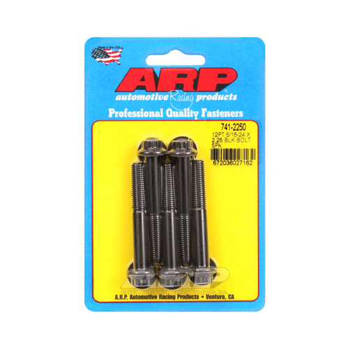 ARP Bolts, 12-Point Head, Chromoly Steel, Black Oxide, 5/16 in.-24 RH Thread, 2.250 in. UHL, Set of 5