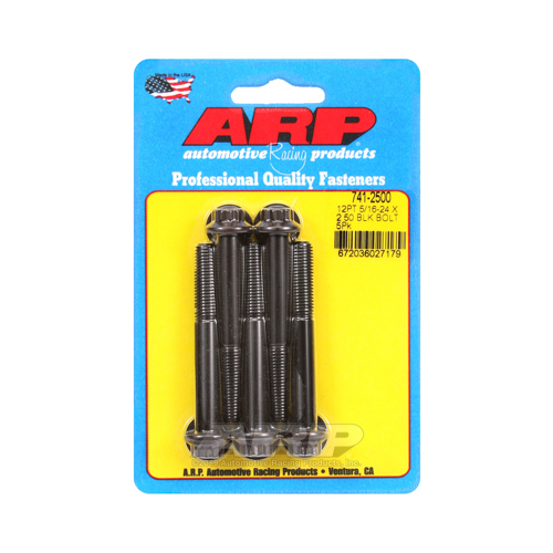 ARP Bolts, 12-Point Head, Chromoly Steel, Black Oxide, 5/16 in.-24 RH Thread, 2.500 in. UHL, Set of 5