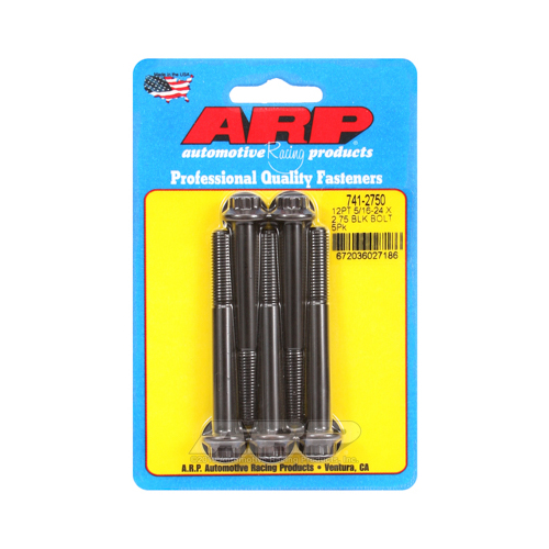 ARP Bolts, 12-Point Head, Chromoly Steel, Black Oxide, 5/16 in.-24 RH Thread, 2.750 in. UHL, Set of 5