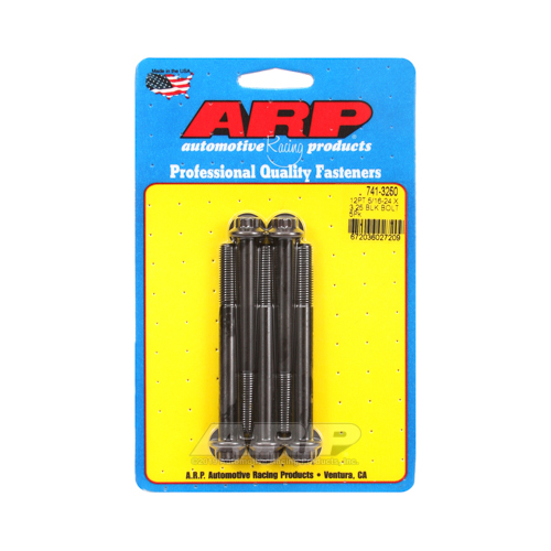 ARP Bolts, 12-Point Head, Chromoly Steel, Black Oxide, 5/16 in.-24 RH Thread, 3.250 in. UHL, Set of 5