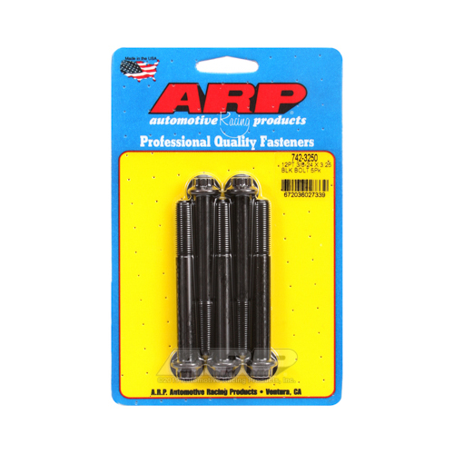 ARP Bolts, 12-Point Head, Chromoly Steel, Black Oxide, 3/8 in.-24 RH Thread, 3.250 in. UHL, Set of 5