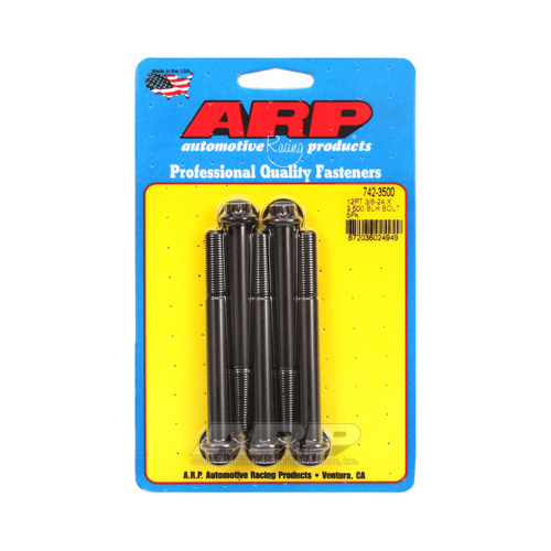 ARP Bolts, 12-Point Head, Chromoly Steel, Black Oxide, 3/8 in.-24 RH Thread, 3.500 in. UHL, Set of 5