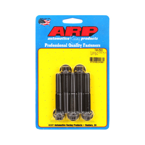 ARP Bolts, 12-Point Head, Chromoly Steel, Black Oxide, 7/16 in.-20 RH Thread, 2.500 in. UHL, Set of 5