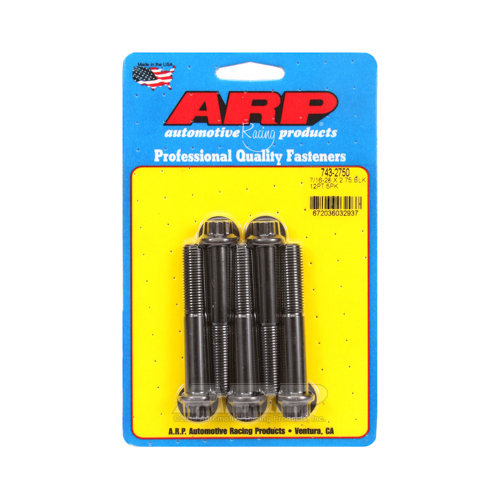 ARP Bolts, 12-Point Head, Chromoly Steel, Black Oxide, 7/16 in.-20 RH Thread, 2.750 in. UHL, Set of 5