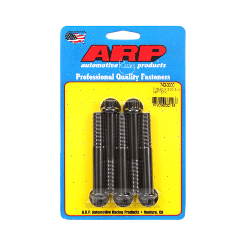 ARP Bolts, 12-Point Head, Chromoly Steel, Black Oxide, 7/16 in.-20 RH Thread, 3.000 in. UHL, Set of 5