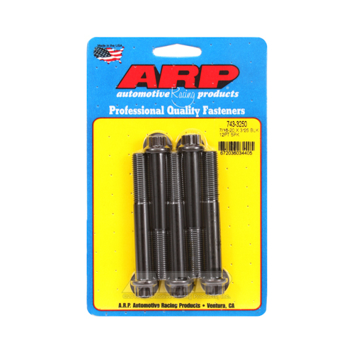 ARP Bolts, 12-Point Head, Chromoly Steel, Black Oxide, 7/16 in.-20 RH Thread, 3.250 in. UHL, Set of 5