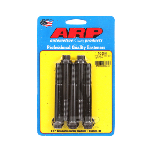 ARP Bolts, 12-Point Head, Chromoly Steel, Black Oxide, 7/16-20 in. RH Thread, 3.500 in. UHL, Set of 5