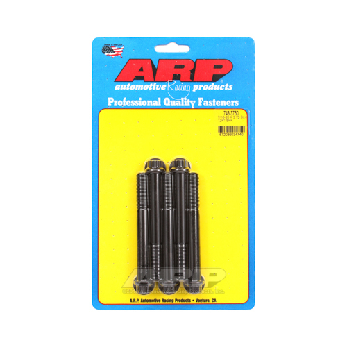 ARP Bolts, 12-Point Head, Chromoly Steel, Black Oxide, 7/16 in.-20 RH Thread, 3.750 in. UHL, Set of 5