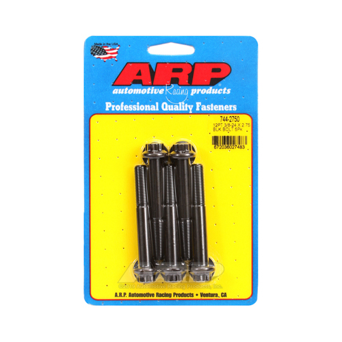 ARP Bolts, 12-Point Head, Chromoly Steel, Black Oxide, 3/8 in.-24 RH Thread, 2.750 in. UHL, Set of 5