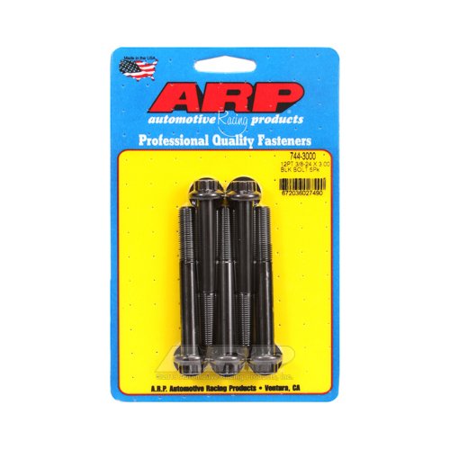 ARP Bolts, 12-Point Head, Chromoly Steel, Black Oxide, 3/8 in.-24 RH Thread, 3.000 in. UHL, Set of 5
