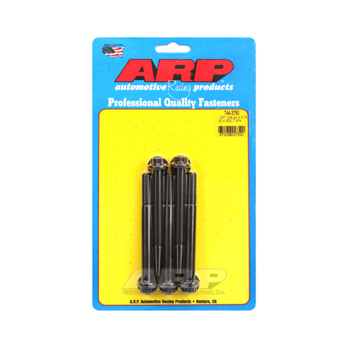 ARP Bolts, 12-Point Head, Chromoly Steel, Black Oxide, 3/8 in.-24 RH Thread, 3.750 in. UHL, Set of 5