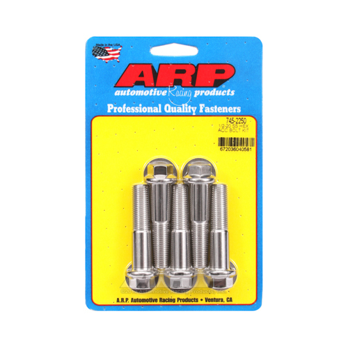 ARP Bolts, Stainless Steel 300, Polished, Hex Head, 1/2-20 in. Thread, 2.25 in. UHL, Set of 5