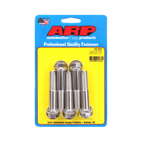 ARP Bolts, Stainless Steel 300, Polished, Hex Head, 1/2-20 in. Thread, 2.50 in. UHL, Set of 5