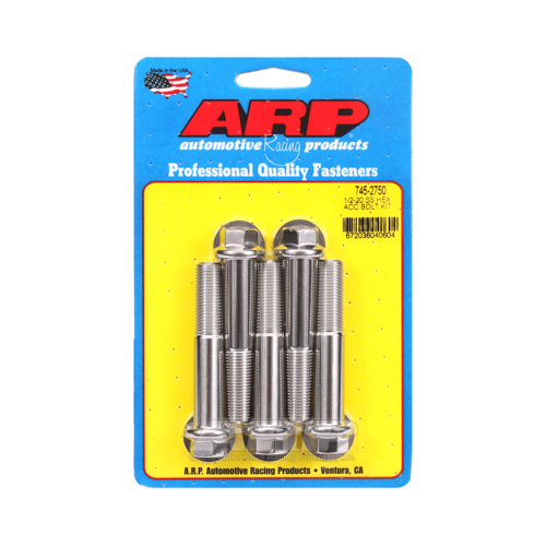 ARP Bolts, Stainless Steel 300, Polished, Hex Head, 1/2-20 in. Thread, 2.75 in. UHL, Set of 5