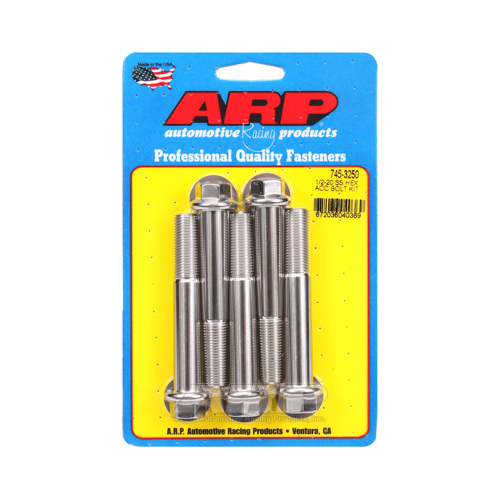ARP Bolts, Stainless Steel 300, Polished, Hex Head, 1/2-20 in. Thread, 3.25 in. UHL, Set of 5