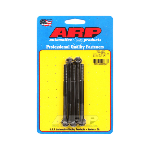 ARP Bolts, Hex Head, Chromoly Steel, Black Oxide, 1/4 in.-28 RH Thread, 3.500 in. UHL, Set of 5