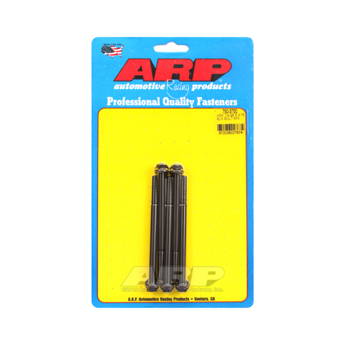 ARP Bolts, Hex Head, Chromoly Steel, Black Oxide, 1/4 in.-28 RH Thread, 3.750 in. UHL, Set of 5