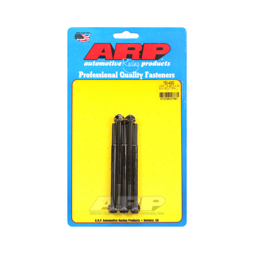 ARP Bolts, Hex Head, Chromoly Steel, Black Oxide, 1/4 in.-28 RH Thread, 4.000 in. UHL, Set of 5