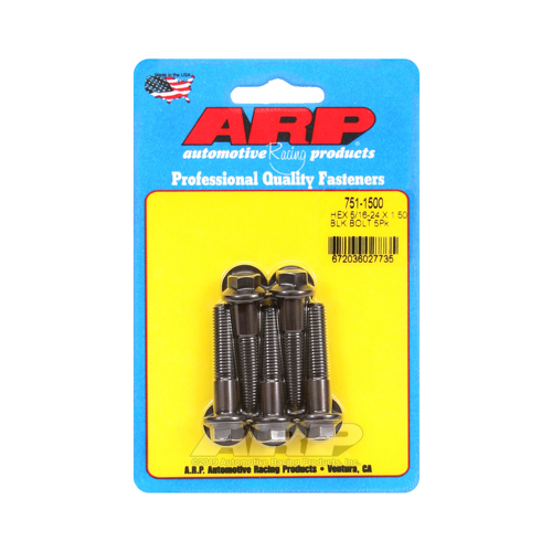 ARP Bolts, Hex Head, Chromoly Steel, Black Oxide, 5/16-24 in. RH Thread, 1.500 in. UHL, Set of 5