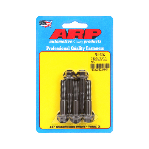ARP Bolts, Hex Head, Chromoly Steel, Black Oxide, 5/16-24 in. RH Thread, 1.750 in. UHL, Set of 5