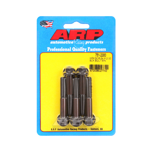 ARP Bolts, Hex Head, Chromoly Steel, Black Oxide, 5/16-24 in. RH Thread, 2.000 in. UHL, Set of 5