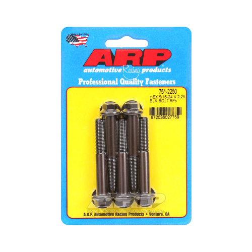 ARP Bolts, Hex Head, Chromoly Steel, Black Oxide, 5/16-24 in. RH Thread, 2.250 in. UHL, Set of 5