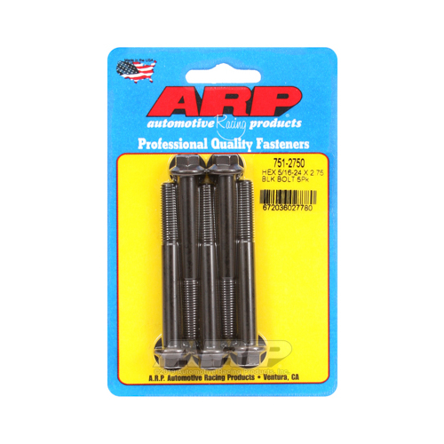 ARP Bolts, Hex Head, Chromoly Steel, Black Oxide, 5/16-24 in. RH Thread, 2.750 in. UHL, Set of 5