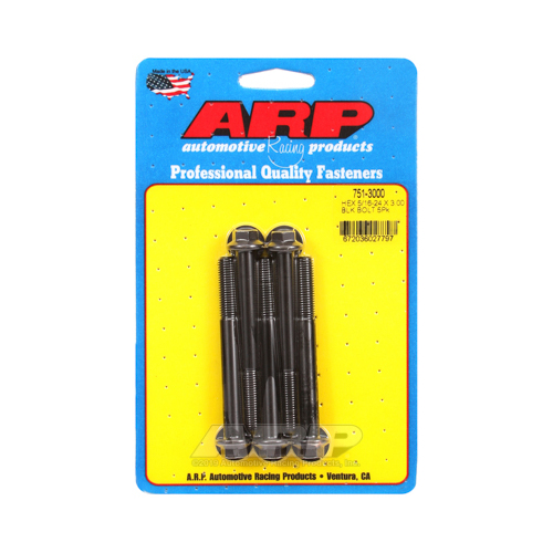 ARP Bolts, Hex Head, Chromoly Steel, Black Oxide, 5/16-24 in. RH Thread, 3.000 in. UHL, Set of 5