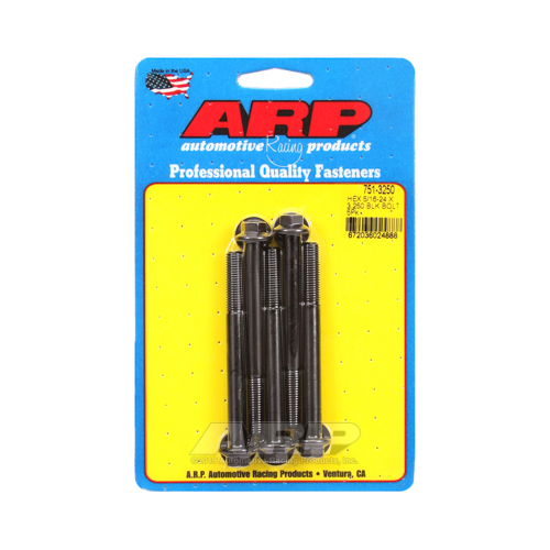 ARP Bolts, Hex Head, Chromoly Steel, Black Oxide, 5/16-24 in. RH Thread, 3.250 in. UHL, Set of 5
