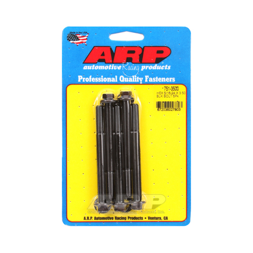 ARP Bolts, Hex Head, Chromoly Steel, Black Oxide, 5/16-24 in. RH Thread, 3.500 in. UHL, Set of 5