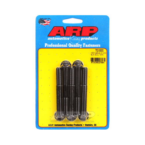 ARP Bolts, Hex Head, Chromoly Steel, Black Oxide, 3/8-24 in. RH Thread, 3.000 in. UHL, Set of 5