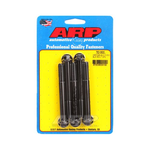 ARP Bolts, Hex Head, Chromoly Steel, Black Oxide, 3/8-24 in. RH Thread, 3.500 in. UHL, Set of 5