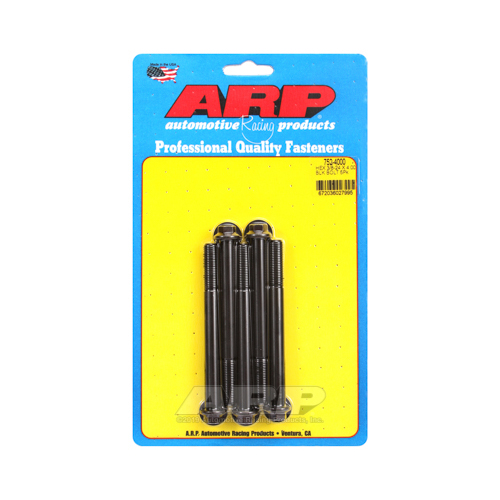 ARP Bolts, Hex Head, Chromoly Steel, Black Oxide, 3/8-24 in. RH Thread, 4.000 in. UHL, Set of 5