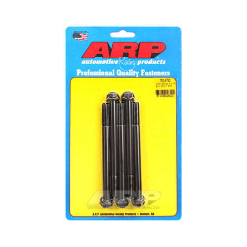 ARP Bolts, Hex Head, Chromoly Steel, Black Oxide, 3/8-24 in. RH Thread, 4.750 in. UHL, Set of 5